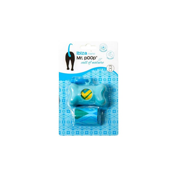 Mr.POOP - Dispenser Nano Love Blu  - 2 Rotoli