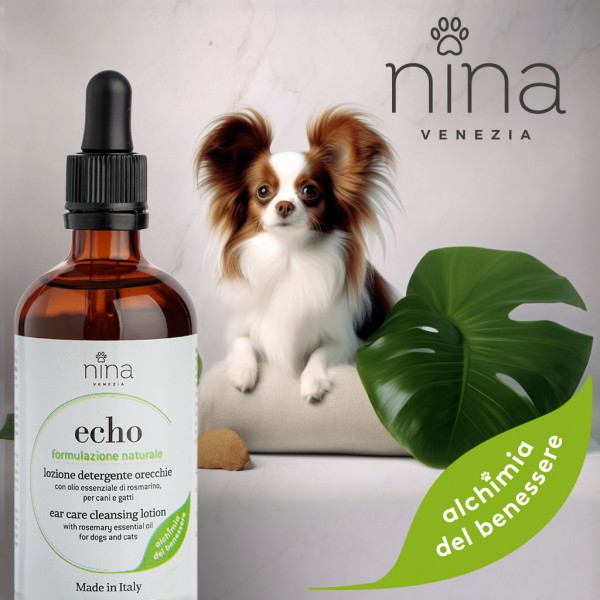 Nina Venezia ECHO - Detergente Delicato Interno Orecchie - Cane Gatto-100ml - Formulazione Naturale