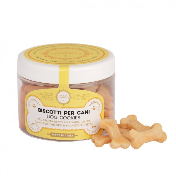Dolci Impronte® - Biscotti con Farina di Riso - Aromatizzati Pollo Parmigiano - Barattolo 170 gr