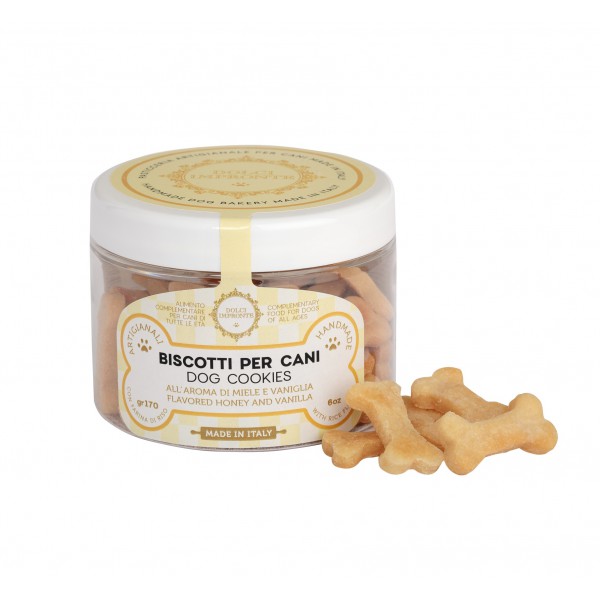 Dolci Impronte® - Pack of 4 Jars 170 gr Honey and Vanilla flavored biscuits- Rice flour