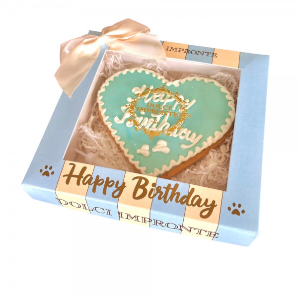 Dolci Impronte - Cuore di Torta Azzurro Decorato a mano - 110 gr