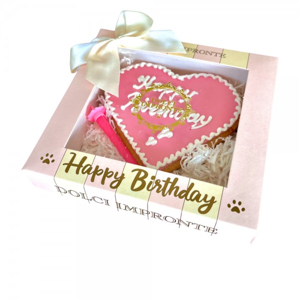Dolci Impronte - Cuore di Torta Rosa -  Decorato a mano - 110gr