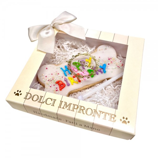 Dolci Impronte - Funny Happy Birthday Bone - Decorato a mano - 95 gr