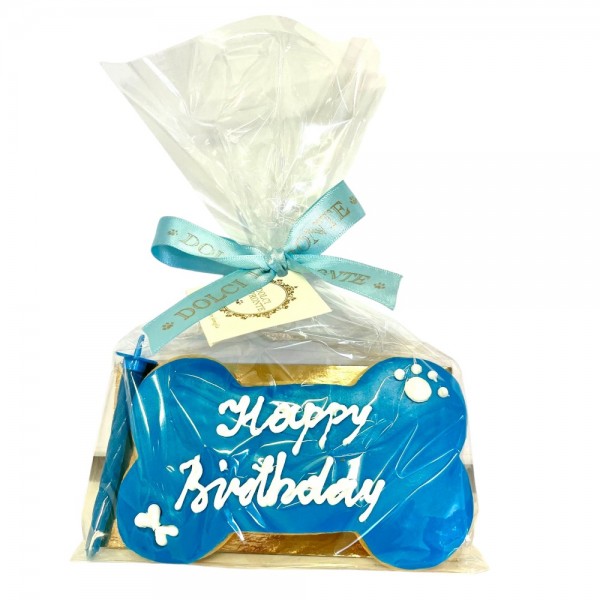 Dolci Impronte - Birthday Bone Blu Decorato a mano 85 gr