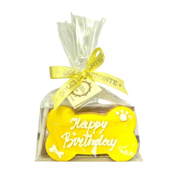 Dolci Impronte - Birthday Bone Giallo Decorato a Mano 85 gr