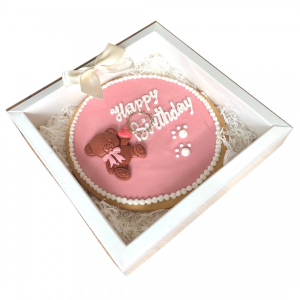Dolci Impronte -Torta Happy Birthday Decorata a Mano - Rosa  380 gr