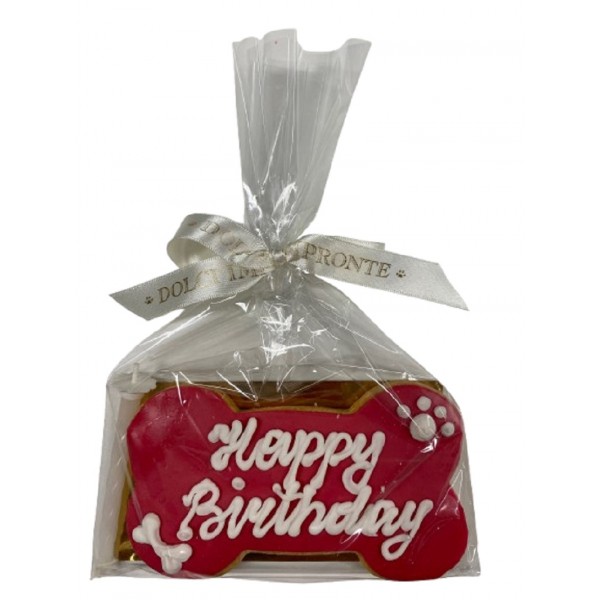 Dolci Impronte - Birthday Bone Fucsia Decorato a Mano 85 gr
