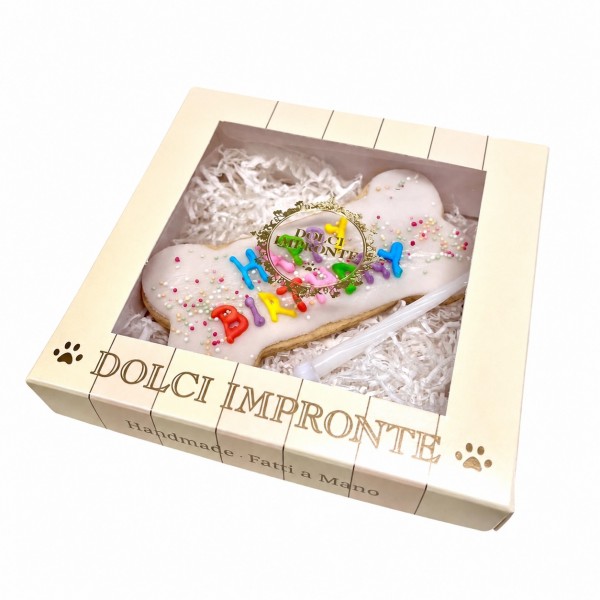 Dolci Impronte - Funny Happy Birthday Bone - Decorato a mano - 95 gr