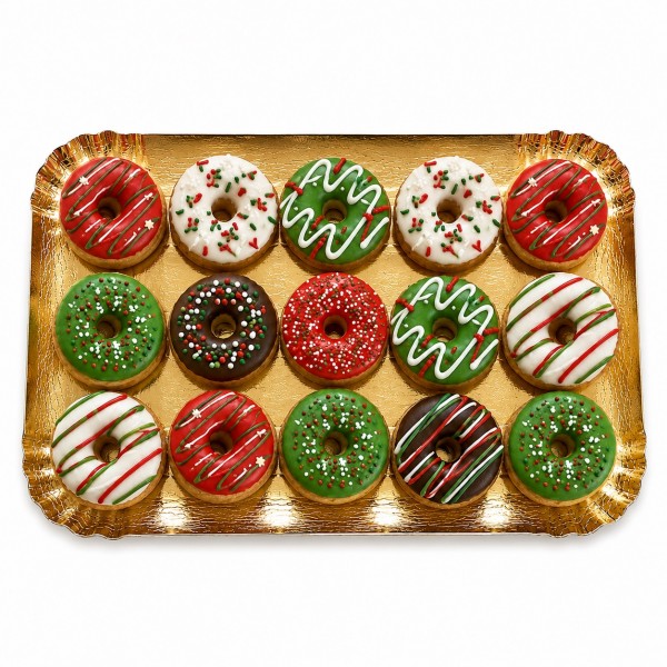 Dolci Impronte Tray | 15 Mini Donuts with Christmas Designs 215 g.  S18