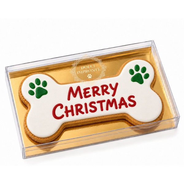 Dolci Impronte | Merry Christmas Bone Biscuit with Printed Edible Wafer 65 g  (Pack 3pcs)   S16