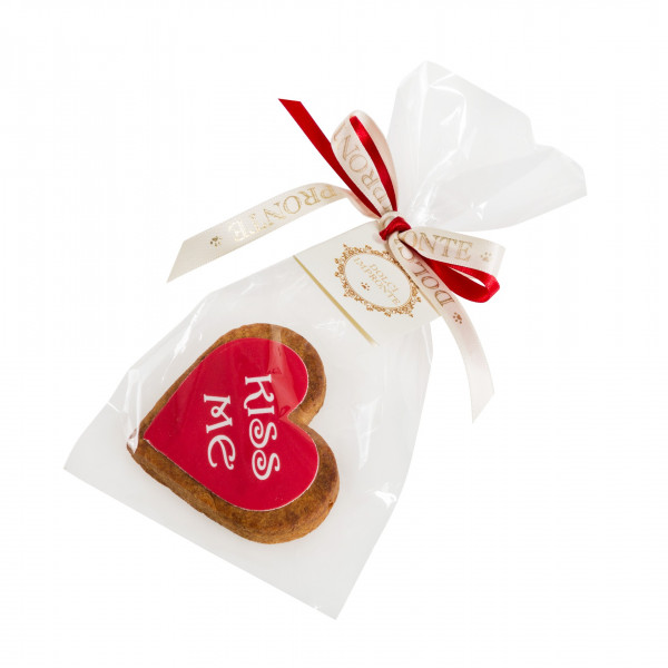 Dolcimpronte - Cuore rosso con scritta bianca KISS ME - confezione singola - 30 gr ( ASL Prot.0088901/16)