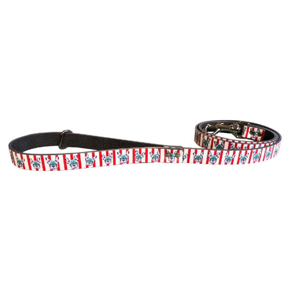 MQ- Leash Bulldog Striped Print - Faux Leather