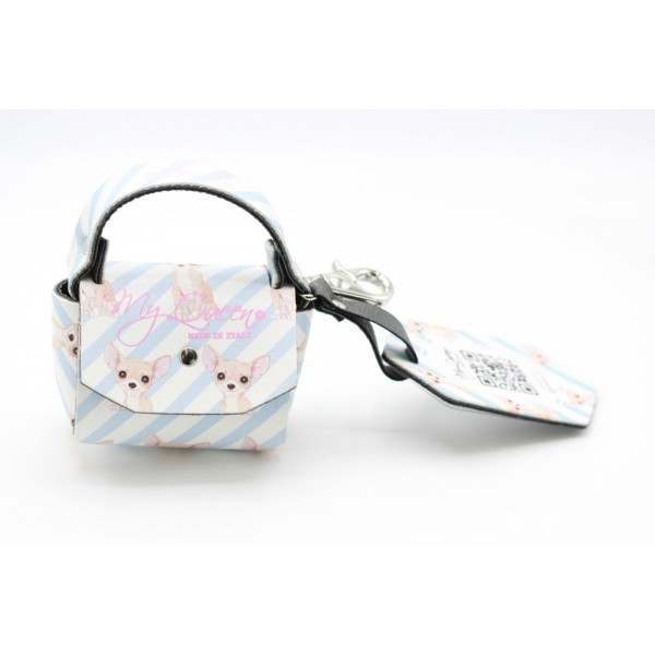 MQ- Mini Bag - Ecopelle Stampata Azzurro - Mr. Chihuahua