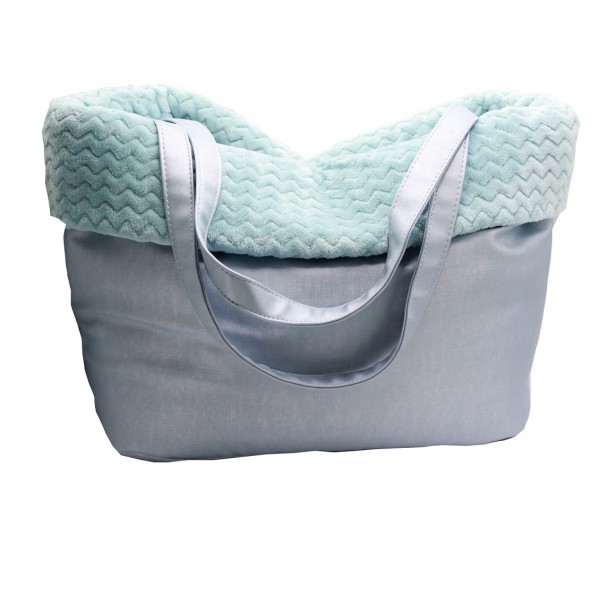 BF - Faux Leather Carrier - Light Blue - 40x33-39 cm - Made in Italy -