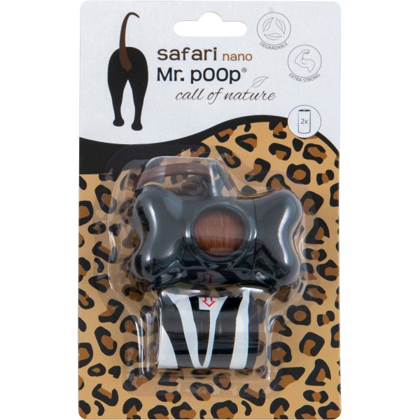 Mr.POOP -  Dog disposal pick up kit bone shaped Black Safari