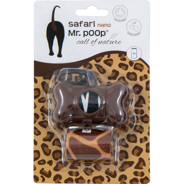 Mr.POOP -  Dog disposal pick up kit bone shaped Brown Safari