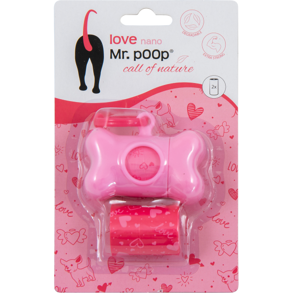Mr.POOP - Dog disposal pick up kit bone shaped Pink Love