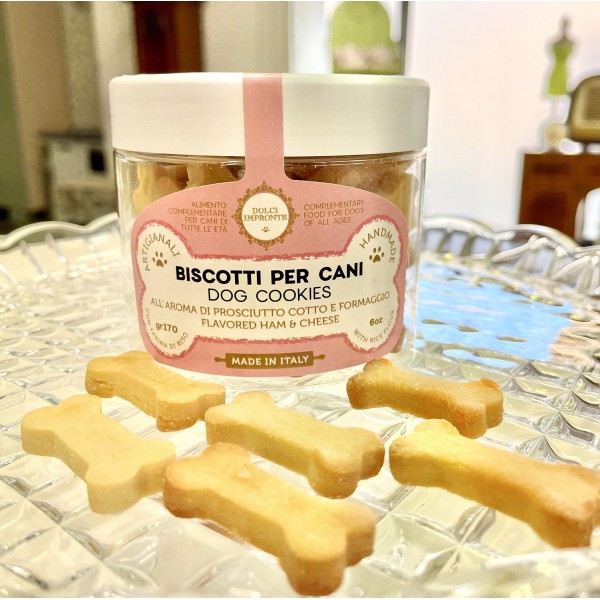 Dolci Impronte® - Biscuits with Rice Flour - Ham and Cheese Flavored - Jar 170 gr